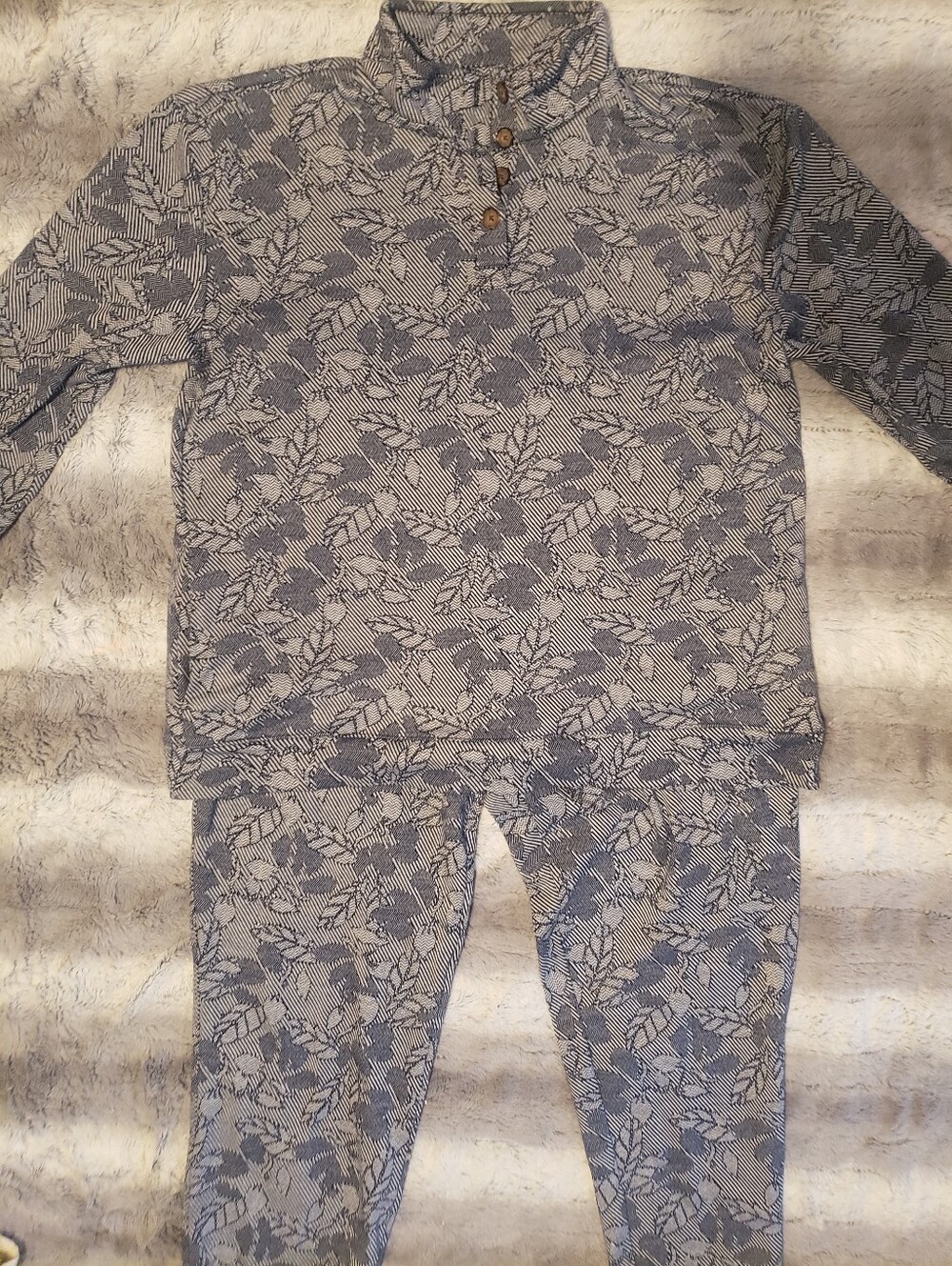 Lands' End Navy & White Leaf & Floral Print Tracksuit Set New XL